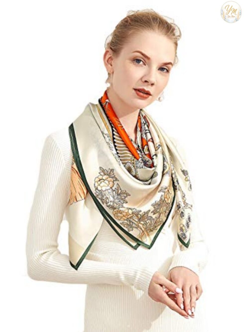 100% Silk Scarf Large 42x42 Luxury Satin Weave